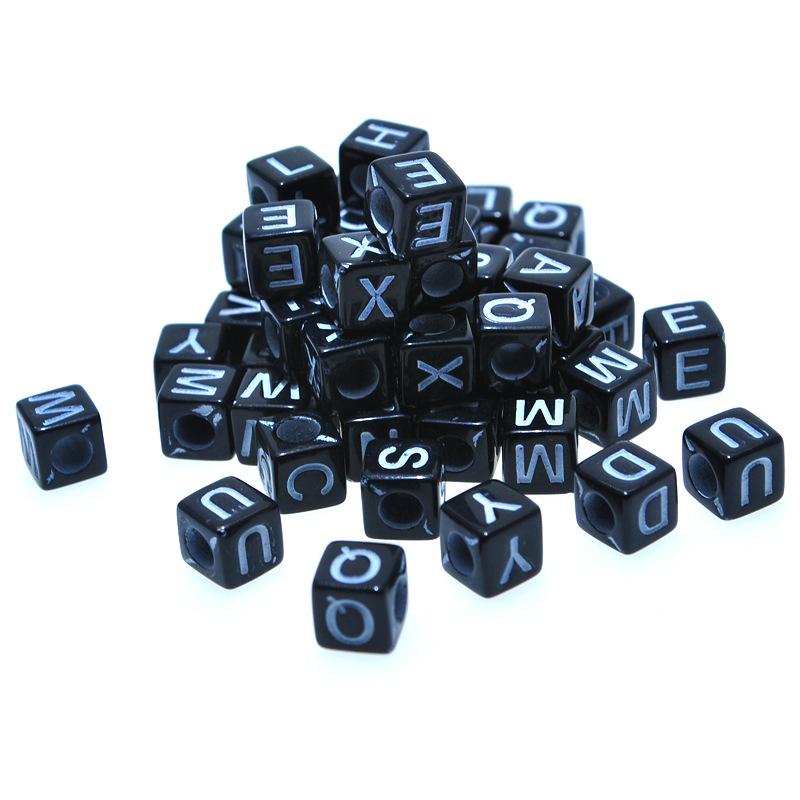 

Other DIY Jewelry Findings 8*8mm Square Black Acrylic Letters Beads English Character Initial A-Z Alphabet Bracelet Spacers 1100pcs