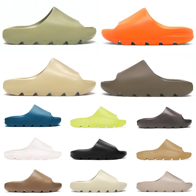 

men women slippers slides Desert Sand Bone Enflame Orange Glow Green Earth Brown Core Navy Blue Triple Black mens summer fashion outdoor Wcu, #7