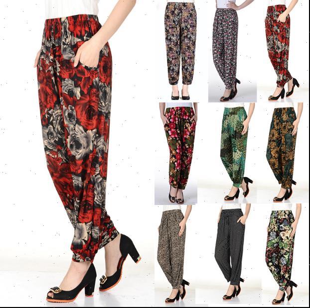 

vintage floral print women pants slim skinny overiszed 3xl 4xl elegant knitted capris trousers j680, Black;white