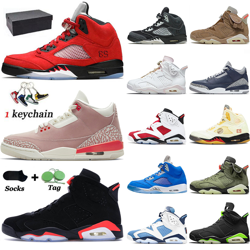 

Newest Jumpman 3 5 6s Womens Mens Basketball Shoes Travis Scott 2021 With Box Rust Pink 3s Georgetown 5s Bluebird 6 Electric Green UNC Sneakers Trainers Black Infrared, B4 40-47 white sail
