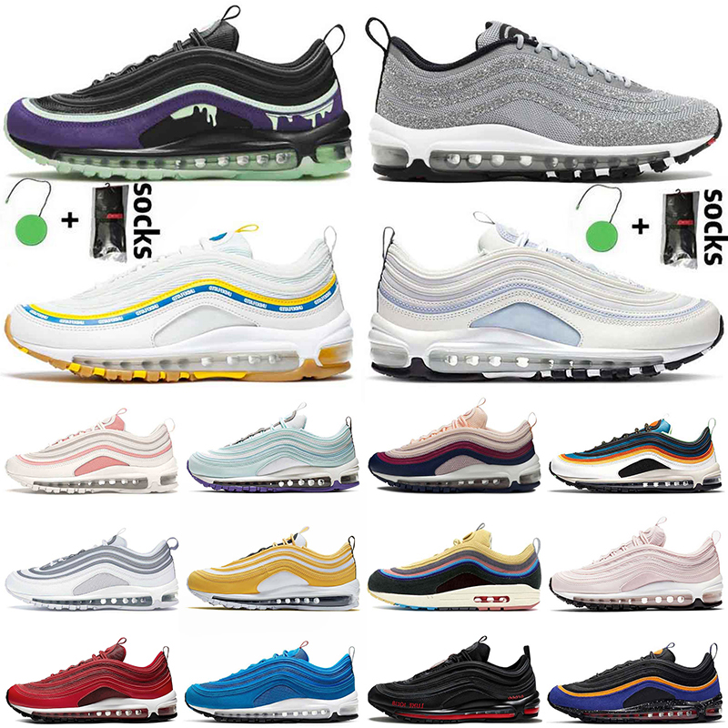 

2021 Cushions 97 Running Shoes Men Women Undefeated UCLA Bruins Satan White Off Red Triple Black Halloween Tropical Sean Wotherspoon Twist N