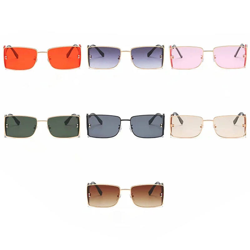 

Stylish Women Sunglasses for Womens Transparent Sun Glasses Shades Black Dark Lens Driving Sunglass Goggles 7 Color Gray Red Pink Lenses Gold Metal Frames