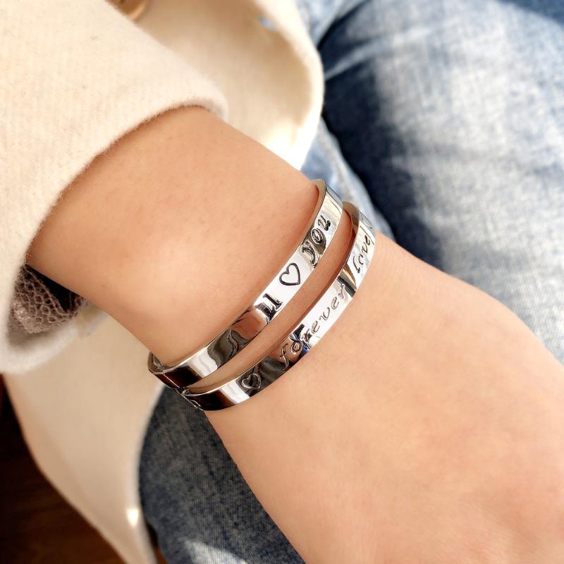 

Bangle DIY Lettering Activity Open Men's And Women's Bracelets Love Letters Couple Models Shiny Metal Charm Female Male Jewelry