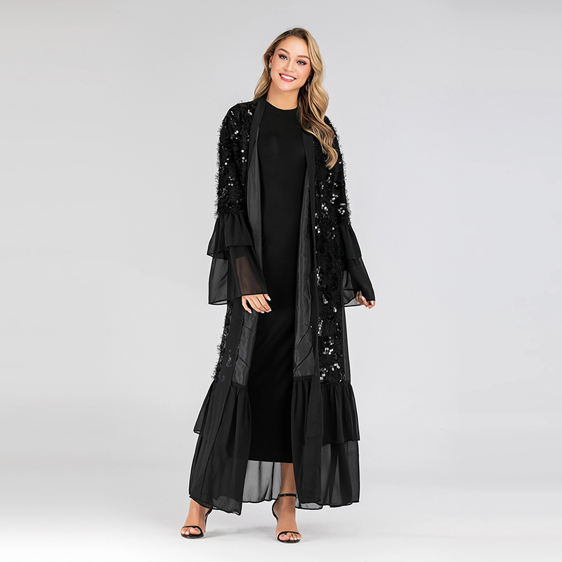 

Sequin Open Abaya Kimono Dubai Muslim Dress Abayas For Women Hijab Dress Islam Moroccan Kaftan Turkish Islamic Clothing Caftan