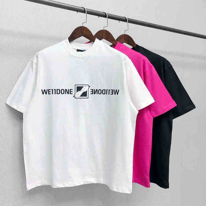

Fashion Casual Brand WE11DONE Letter Print Tee Oversized T-shirt Streetwear Crop Top Men Women' T-shirts Recreation, Black
