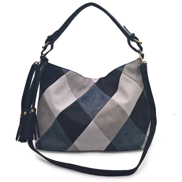 

Diamond Lattice Tassel Femme Handbag High Quality Modern Fashion Large Capacity Retro Crossbody Shoulder Bag Cross Body, Black
