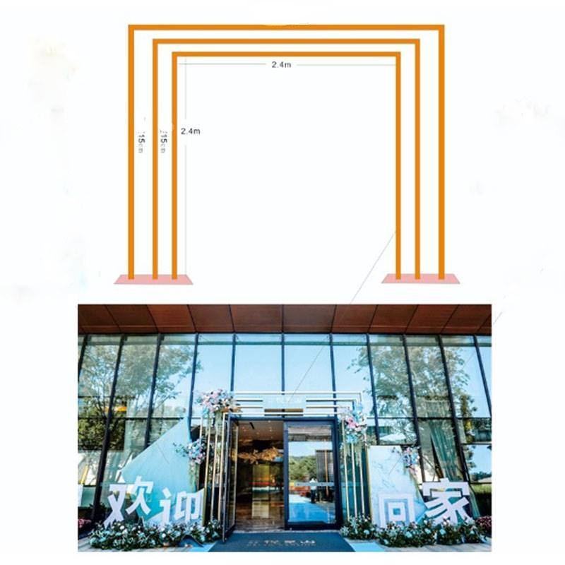 

Party Decoration 3 X 3M Outdoor Lawn Large Door Arch Square Geometric Flower Frame Aisle Floral Rack Wedding Event Stage DIY Backdrop Stand