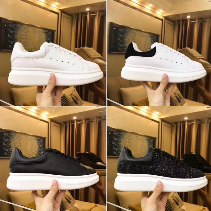 

Newest Designer Casual Shoes Women Men Lacing-Up Thick bottom Sneakers Luxury Low Shoe White Silver Flat Sneaker