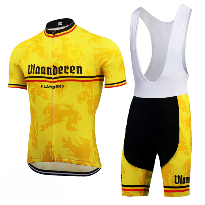 Flanders Cycling jersey Set 2021 Pro Team ropa Ciclismo Men&#039;s Summer Breathable Cycling Clothing MTB Bike Jersey Bib Shorts Suit-image-695001548
