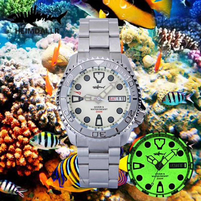 

Wristwatches HEIMDALLR SKX007 Diving Watch Men Sapphire Ceramic Bezel 200M Water Resistance NH36 Automatic Mechanical Diver Luminous Watches, Three beads strap