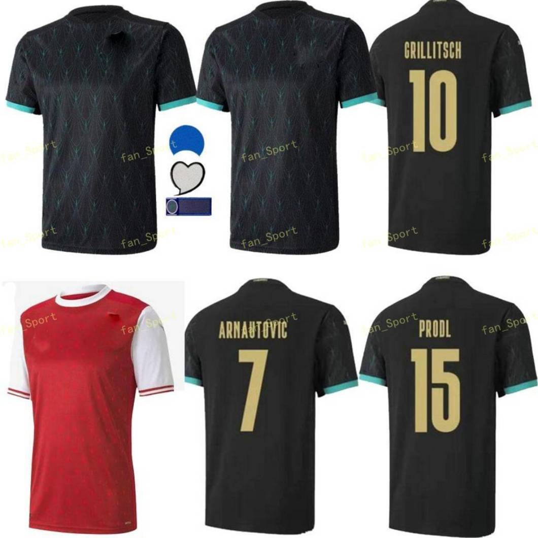 

2021 Austria Soccer Jersey HOME Away Alaba Arnautovic Junuzovic Grillitsch GRILLITSCH 20 21 men + kids, Black;yellow