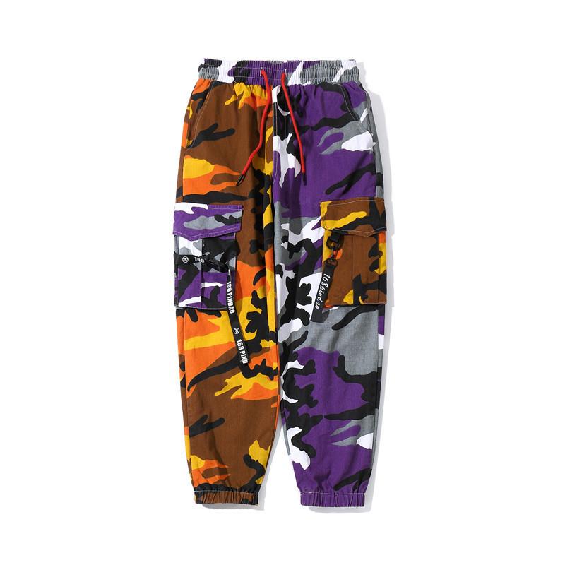 

Men's Pants Fashion Hi Street Hip Hop Harm Joggers Camouflage Patchwork Cargo Streetwear Sweatpants Trousers With Multi Pockets, Red