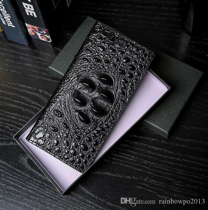 

Factory wholesale men bag fashion crocodile leathers business wallets embossed mens long wallet card leather mobile phone bags, Khaki(boutique box)