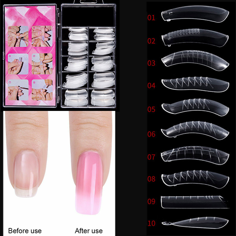 

500pcs 100pcs Dual Form Nail System Quick Building Mold Tips Forms Extension Gel Tips for polygel application UV Gel Acrylic cristal Nail