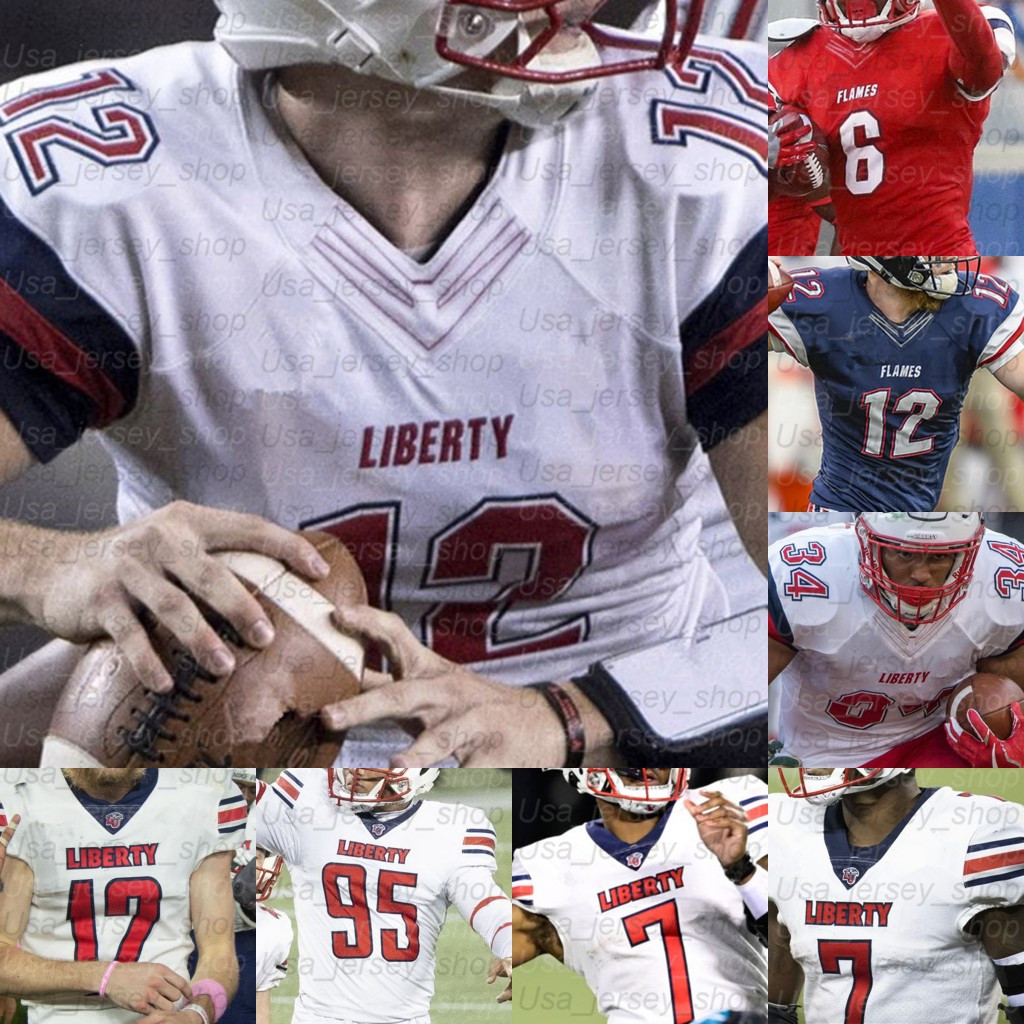 

Custom Liberty Flames College Football Jerseys Stephen Calvert Joshua Mack DJ Stubbs Rashad Jennings Eric Malik Willis Durrell, Navy