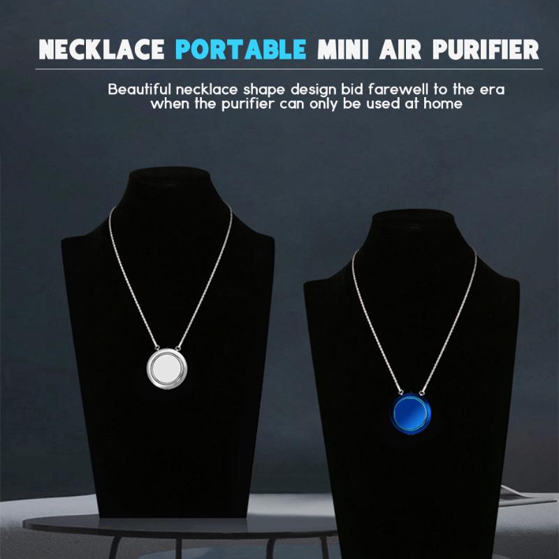 

Est Air Purifier USB Portable Personal Wearable Necklace Negative Ionizer Anion Cleaner Freshener Chains, Silver