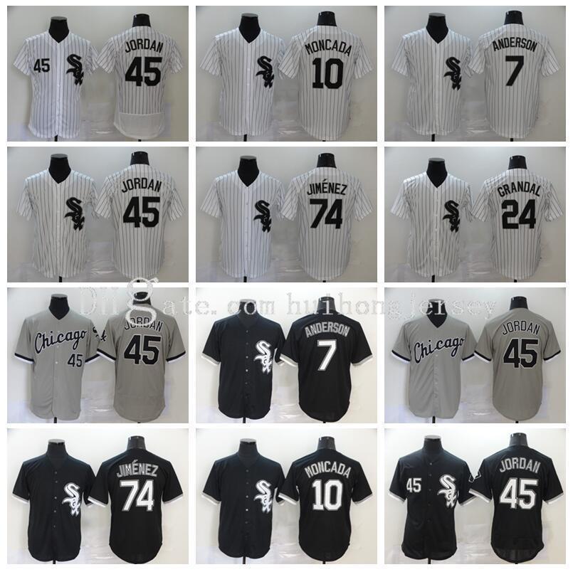 

2020 Men Baseball 10 Yoan Moncada Jersey 79 Jose Abreu 7 Tim Anderson 24 Yasmani Grandal Home Black White All Stithced Pinstripe Flexbase, Blue;black