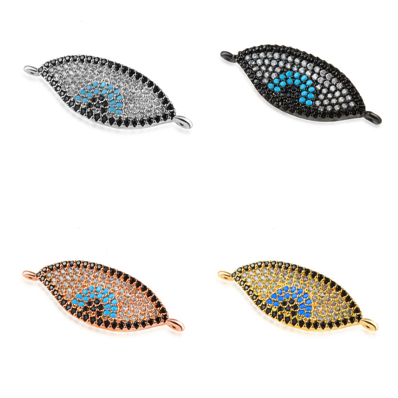 

Handmade Oval Shape Turkey Blue Zircon EviL Eye Charms DIY Jewelry Making Connectors