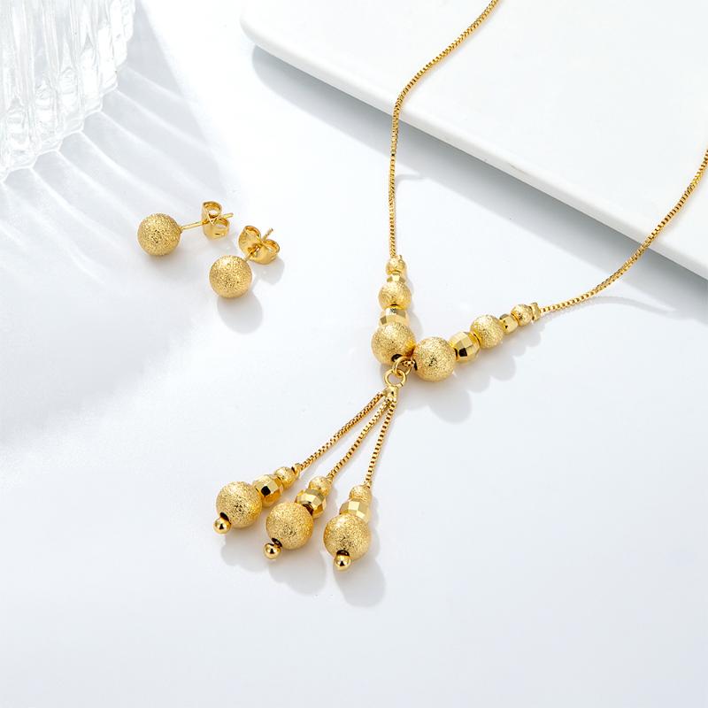 

Earrings & Necklace 2021 Fashion Jewelry Sets For Women Luxury Elegant Gold Color Gilded Christmas Valentine's Day Gift, Silver