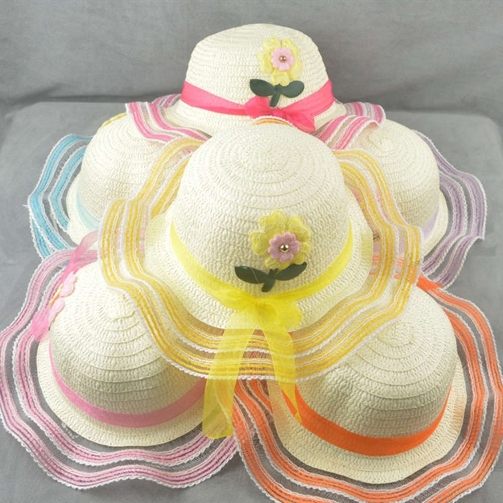 

Little girl sun hat Korean Sun Hat Baby Summer Beach cute children straw, Yellow