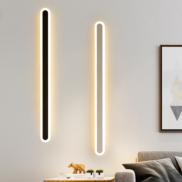 

Nordic minimalist long bedroom bedside wall lamp modern LED background wall TV living room staircase aisle lamps
