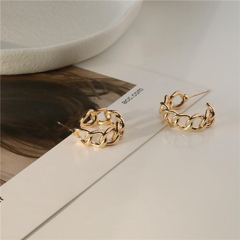 

Hoop & Huggie LOVOACC Personality Gold Color Metal Hollow Chain Earrings For Women Round Statement Stylish Party Jewelry Gifts