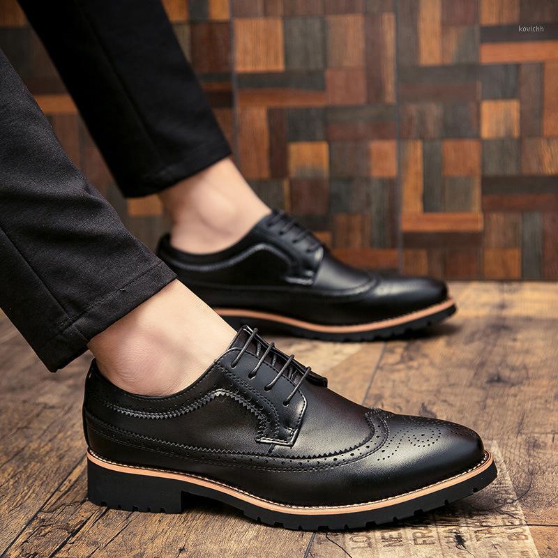 

Gb7 Men Dress Shoes Leather Fashion Derby Classic Casual Business Wedding Footwear Lace-up British Style Male Formal Shoe, Black