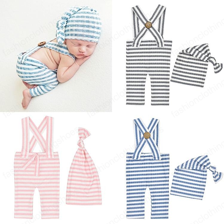 

photo prop Overalls hat striped photography props set