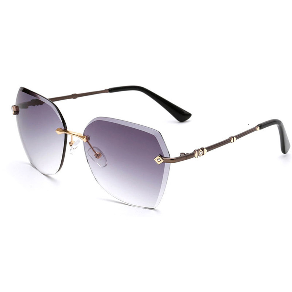 

Fashion Women Rimless Sunglasses with Diamond Decoration Accessories on Gradient Tinted Lenses for Woman Sunwear Frame, White;black