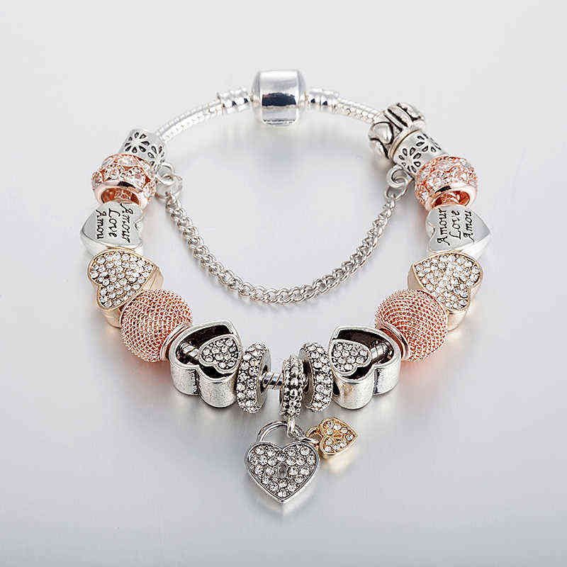 

Annapaer Fashion Luxury Rhinestone Beads Charms Trendy Retro Fit Pan Original Bracelets Bangles Pendant