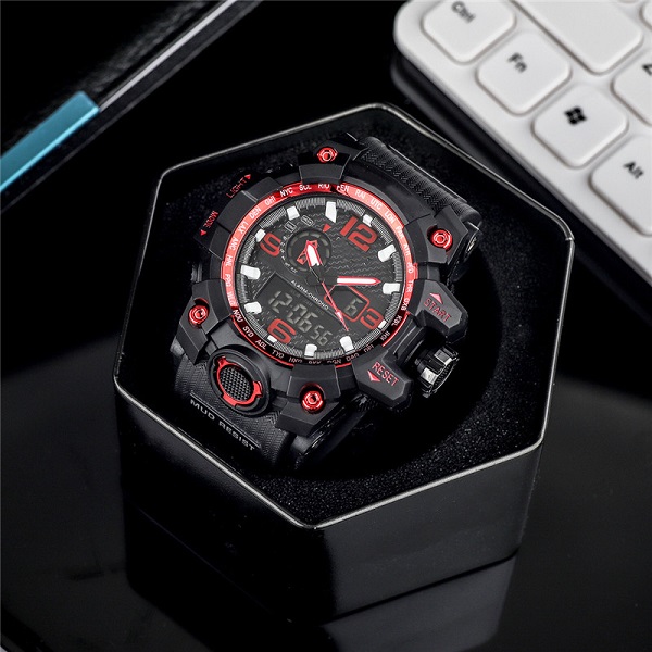 

Sports Men's Quartz Watch DZ7333 Leisure Waterproof Shockproof Digital LED Display PU Band World Time Large Dial, Slivery;brown