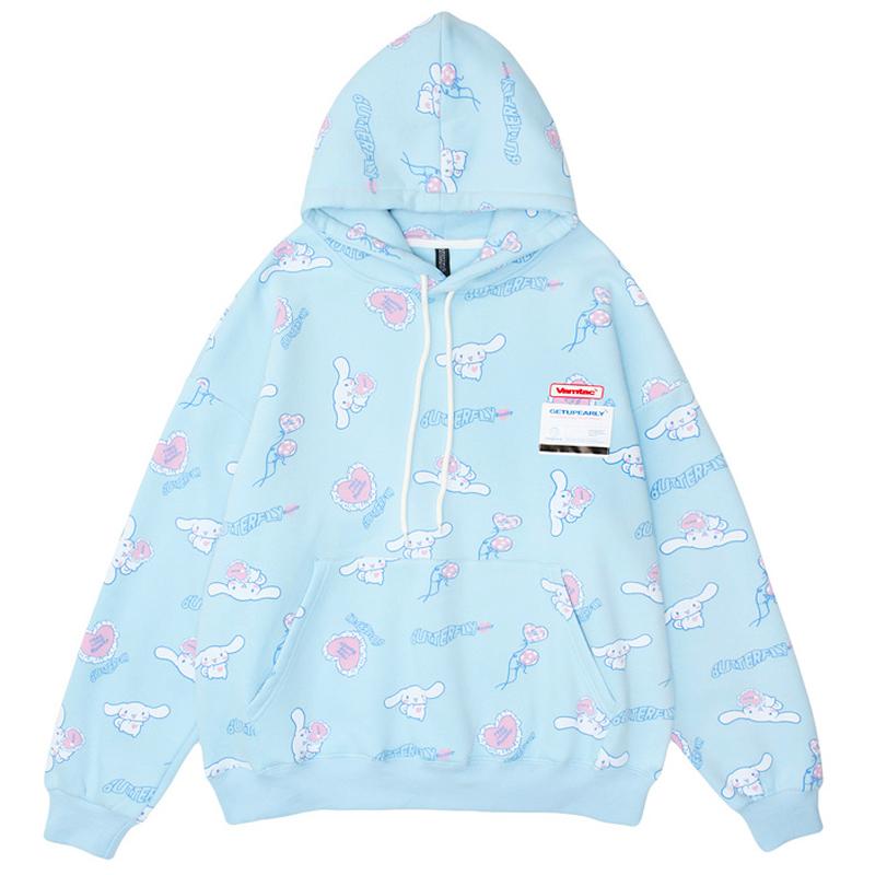 

Men's Hoodies & Sweatshirts Women Cartoon Heart Print Couple Fleece Hoodie Sweatshirt Unisex Loose Outwear Autumn Oversize Cotton Pul, Blue