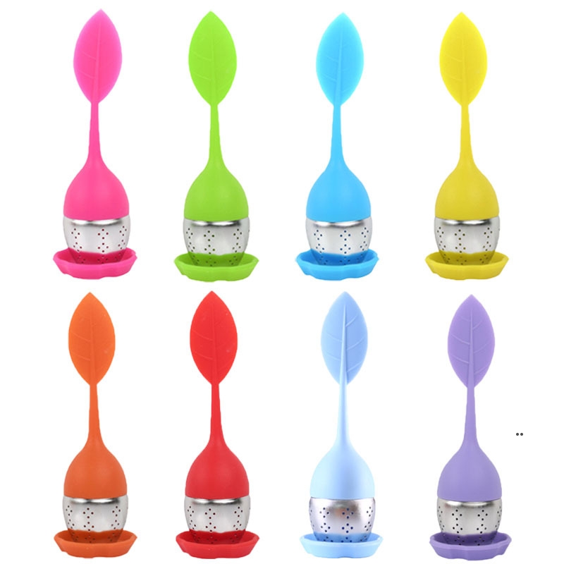 

silicone tea Strainers Leaf Silicone Infuser with Food Grade make tea bag filter creative Stainless Steel Tea Strainers FWB8979