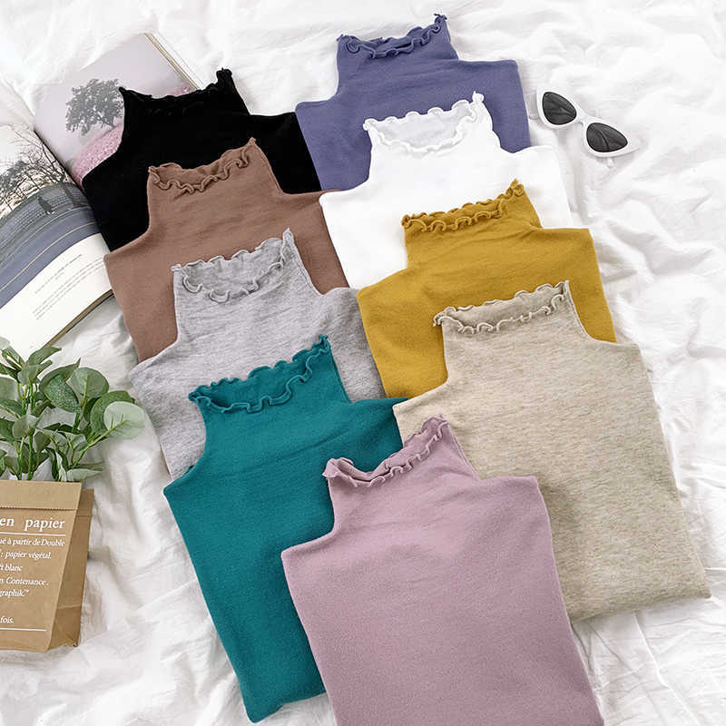 

Spring Autumn Solid Sweater Women Long Sleeved Turtleneck Woman Casual Ruffles Knitted s 210602, Gray