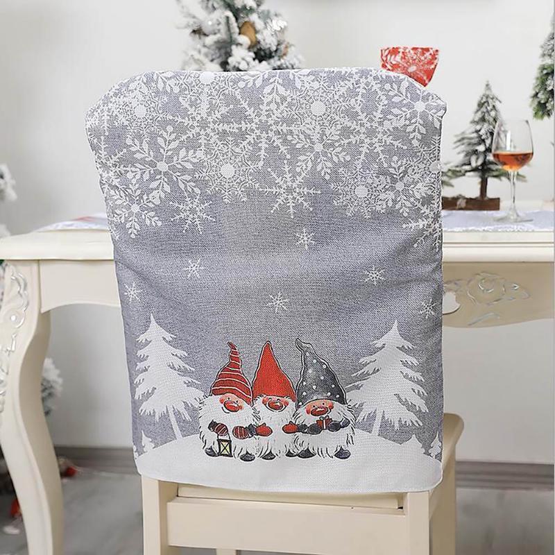 

Christmas Chair Back Cover Home Dinner Decor Red Santa Claus Print Xmas Party For Dining Room El Covers