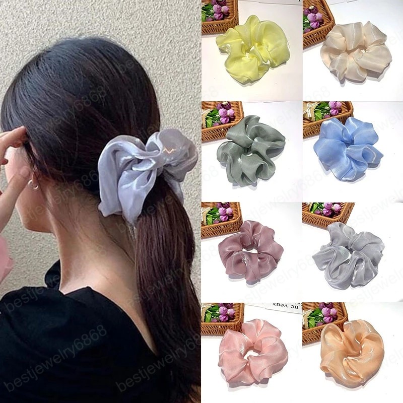 

Fashion Women Girls Silky Satin Hair Scrunchies Solid Stretch Elastic Hair Tie Simple Elegant Rubber Band Ponytail Holder