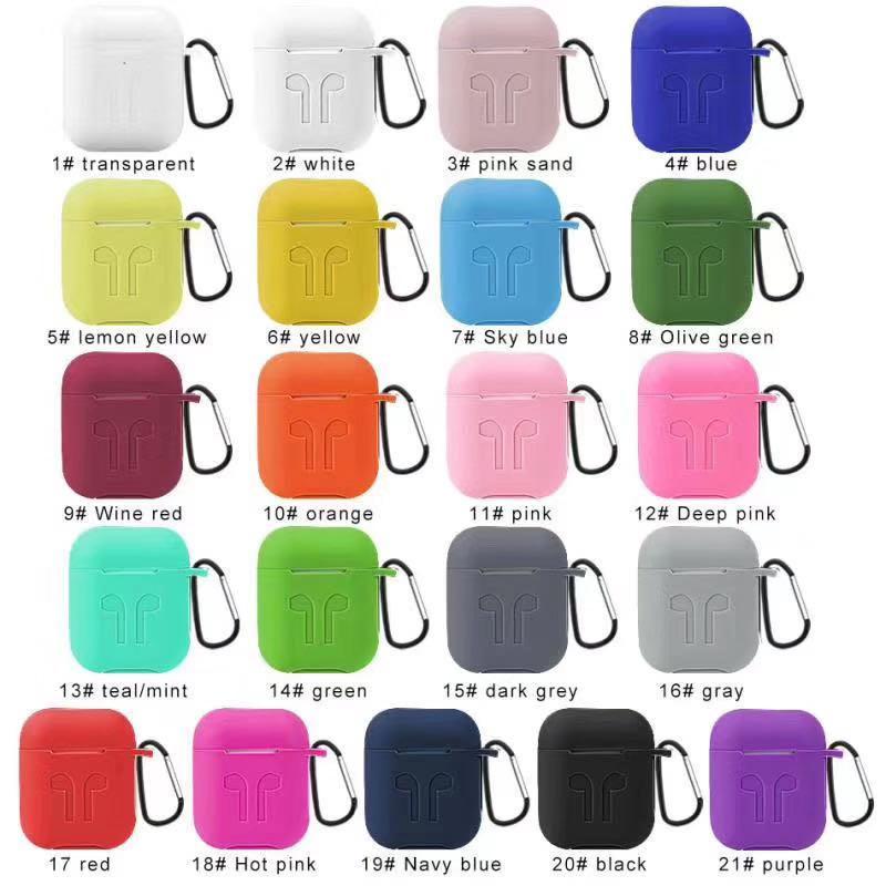 

2 in 1 For Apple Airpods 1&2 Cases Silicone upset Protector Airpod Cover Earpod Case Anti-drop With Hook, Mix colors or mark your colors