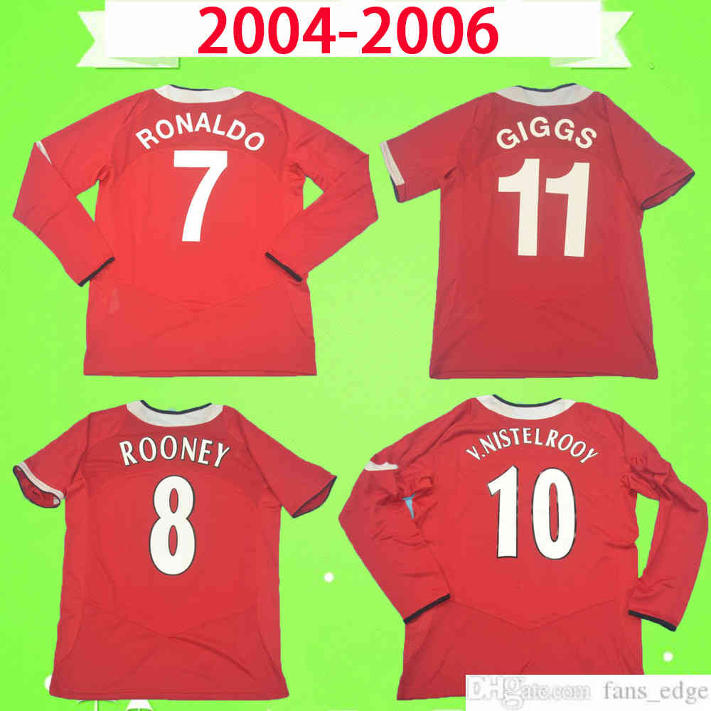 

Manchester 04 05 06 RETRO 2004 2005 2006 RONALDO v. Nistelrooy ROONEY SOLSKJAER FOOTBALL shirt top uniformS MAN Vintage soccer jerseys UTD, 2004 2006 long sleeve