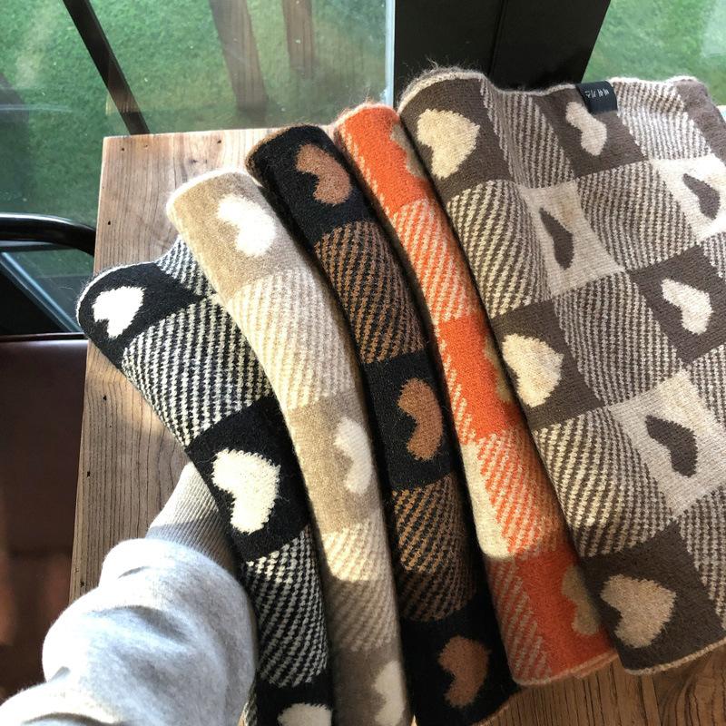 

Scarves 2021 Cotton Lady Big Shawl Imitation Cashmere Scarf Autumn And Winter Thickening Warm Loving Heart Printing