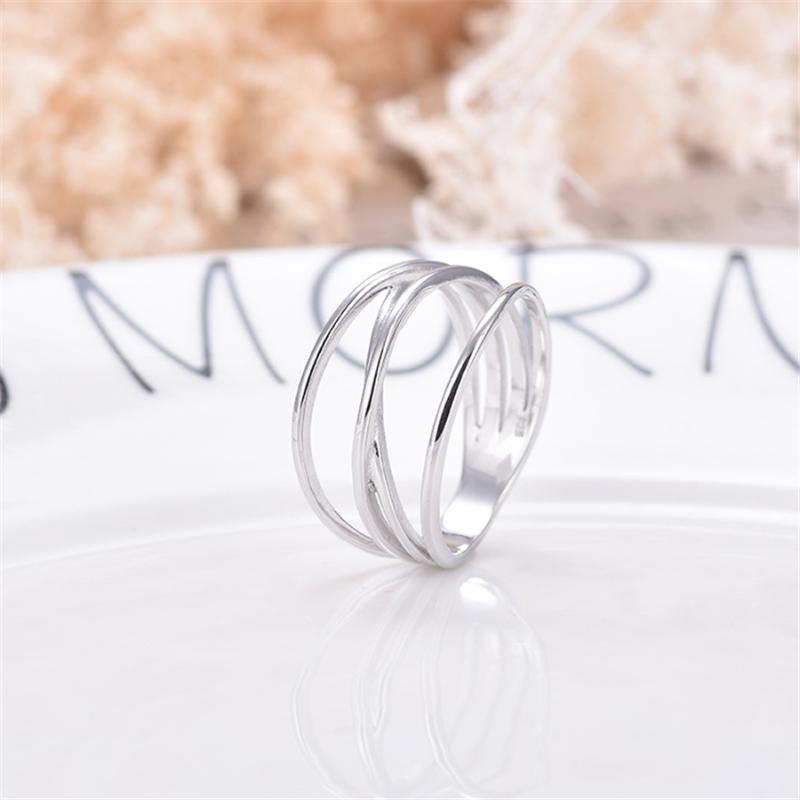 

Wedding Rings Molinuo Geometric Jewelry Ring Cross Line White Gold Simple Fashion Closed European And American
