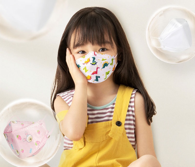 

Children's disposable dust-proof mask 3~12 years Design 10 packs 4-Layer 3D fish mouth cartoon printing cute kids student face masks