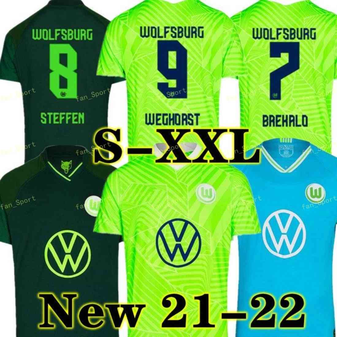 

21/22 VfL Wolfsburg soccer jerseys BREKALO ROUSSILLON STEFFEN WEGHORST 2021 2022 uniform KLAUS XAVER MALLI ARNOLD GUILAVOGUI BAKU men+kids k, Black;yellow