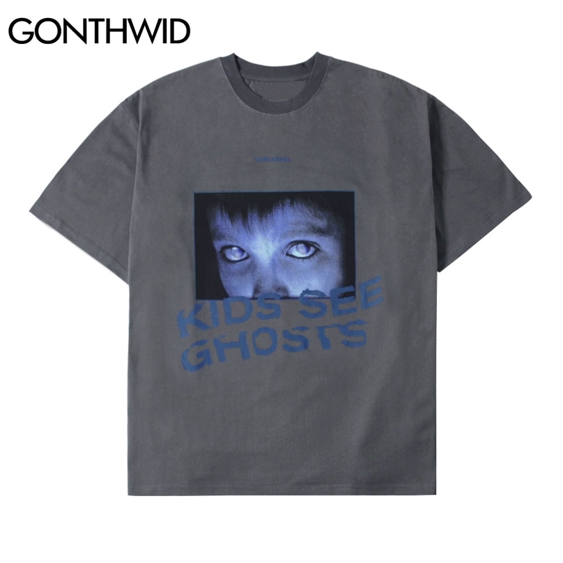 

T-Shirts Streetwear Loose Gothic Punk Rock Hip Hop Girl Eyes Print Short Sleeve Tees Casual Cotton Harajuku Tshirt Tops 210602, Black