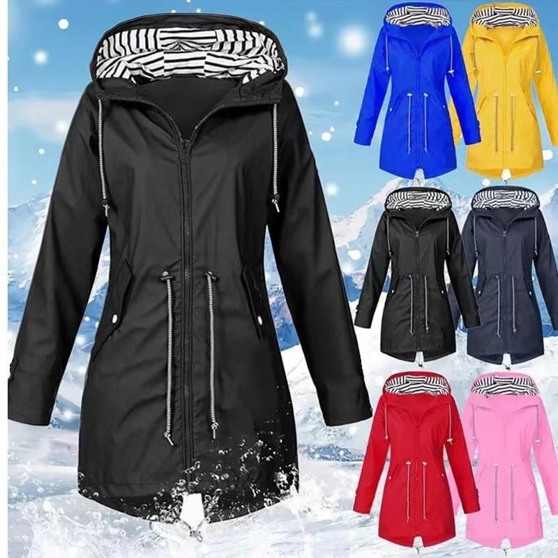 

Women's Trench Coats Autumn And Winter Zipper Womens Stormsuit Three In One Outdoor Hooded Mountaineering Jacket Women Coat Clothes, Tan;black