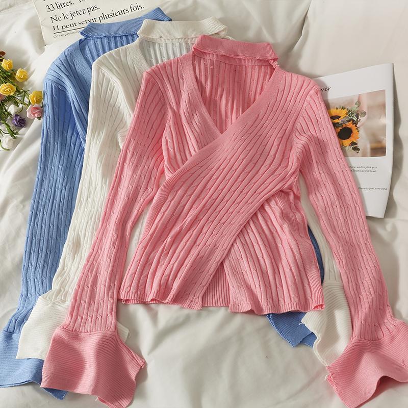 

Women's Sweaters Women Knitted Top Woman Winter Autumn Sweater French Chic Long Sleeve Korean Female Pullover Drop, Black