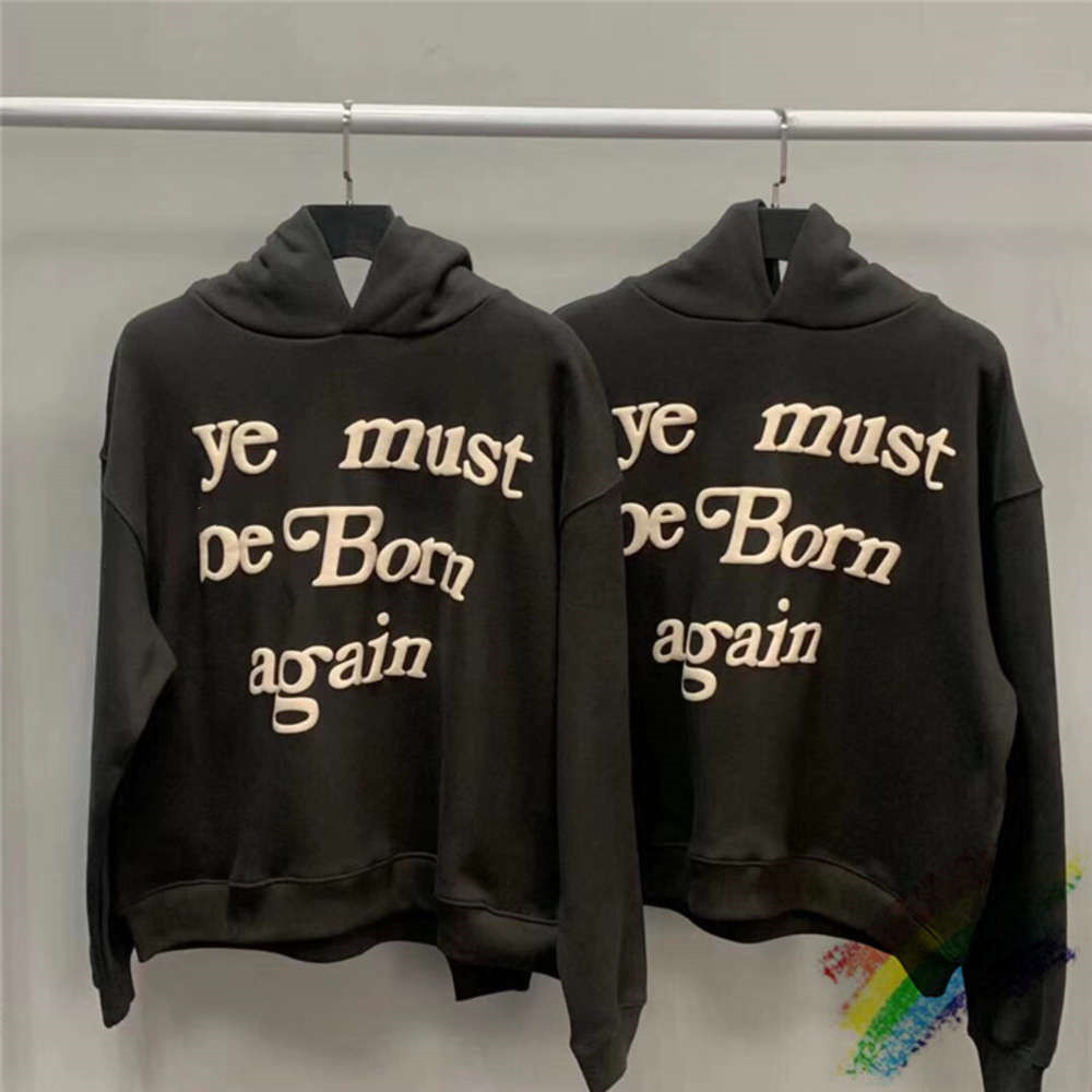 

high quality 3D Foam Printing Kanye West cpfm ye must be born again Pullover Men Women 1:1 High Quality Sweatshirts Kids See Ghosts Hoodie vip, Black