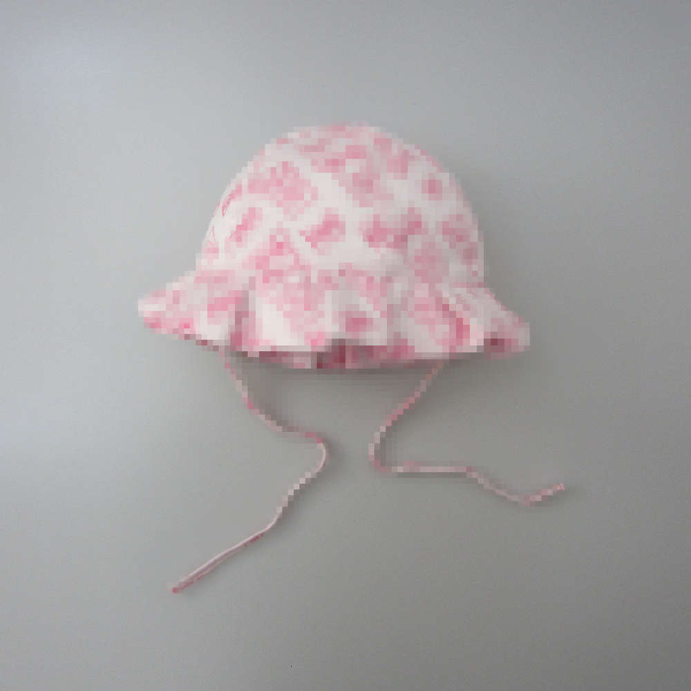 

Children's sun with pink print pleated brim girl's hat, Yellow