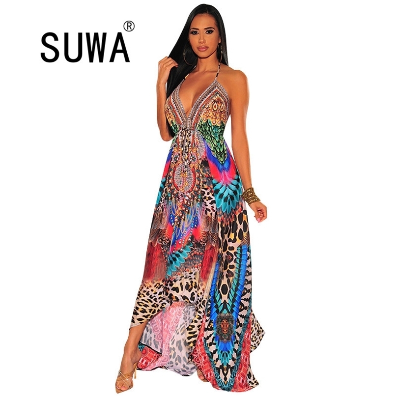 

Deep V Neck Spaghetti Strap Dress For Women Summer Recommend Chiffon Sexy Boho Casual Midi Dresses Wholesale 210525, Orange