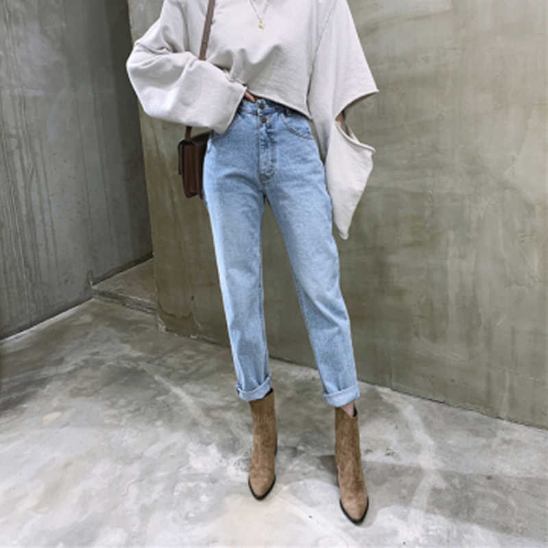 

slim denim jeans women loose high waist spring summer streetwear pants vaqueros mujer W51 210526, Picture color