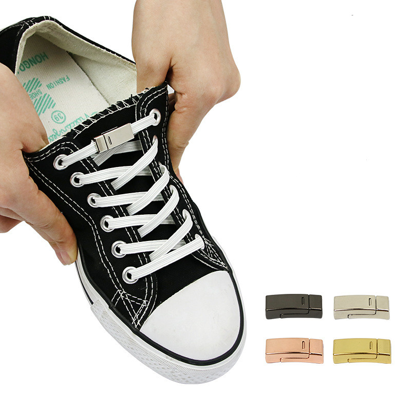 

Metal Magnetic Shoelace Buckle Lazy Shoelace For Adult Child No Tie Shoelace Square Magnetic Buckle Shoe Lace String, White;pink